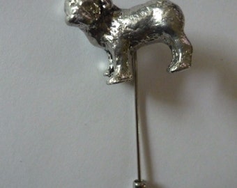 Standing Pug TG5  fine English pewter on a very strong tie stick pin perfect attach a hat scarf collar coat tie jacket etc