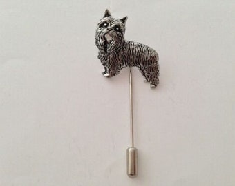 D6 Yorkshire Terrier  fine English pewter on a very strong tie stick pin perfect attach a hat scarf collar coat tie jacket etc