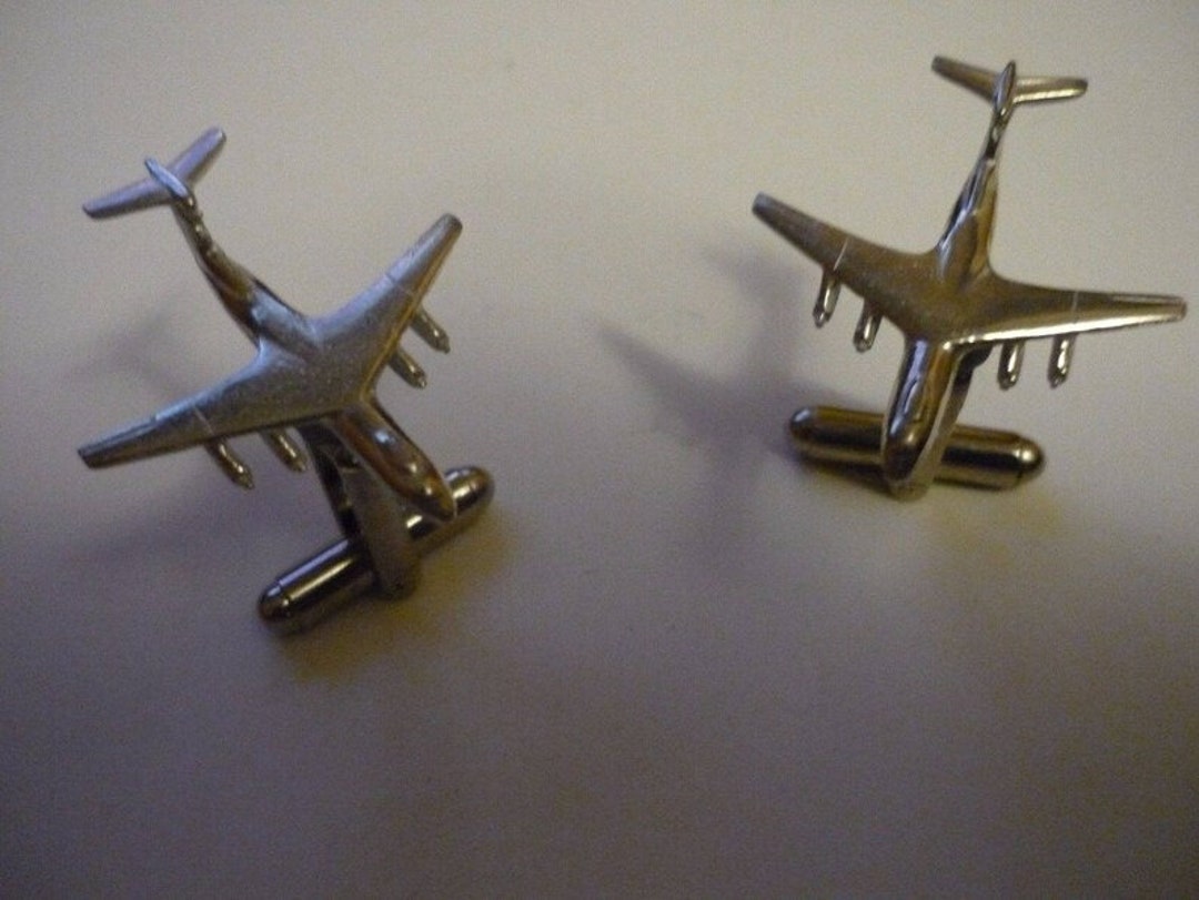 Cessna 172 Airplane Cufflinks - Silver Rhodium Plated Aviation Jewelry
