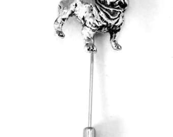 Bulldog d14 fine English pewter on a very strong tie stick pin perfect attach a hat scarf collar coat tie jacket etc