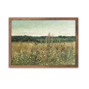 Wildflower Field Art Canvas: Vintage Floral Tapestry Wall Decor