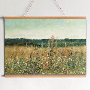 Vintage Art Wall Decor - Field Of Flowers Art Canvas Tapestry - Wall Hanging Canvas- Large Wall Decor - Wildflower Field Tapestry