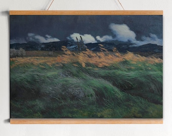Tapiz vintage "Viento que sopla": Escena nocturna para colgar en la pared
