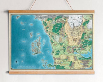 Sword Coast Map: Dungeons & Dragons, Forgotten Realms Canvas Print