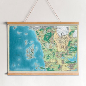 Sword Coast Map, Dungeons & Dragons-Karte, Forgotten Realms, "LARGE SIZE RECOMENDED" Gedruckte Leinwand oder gerahmt, Spielplakat Geschenk