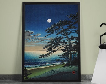 Hasui Kawase Moonlit Beach Print: Shin Hanga Wall Art