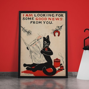 Louis Wain Cat Print: The Evening Mews, Vintage Kitty Poster