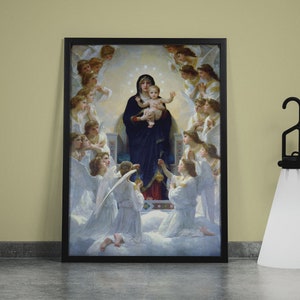 Virgin Mary by William Adolphe Bouguereau Virgin With Angels Painting Canvas Wall Art image 1