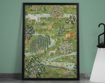 William Morris Owl & Willow, Exhibition Poster, Textile Wall Art, Art Nouveau, Large Wall Art, Peacock, Horse, Lion, Dog, Tree