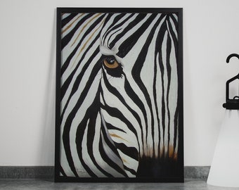 Zebra Abstract Art Painting - Black and White Abstract- Animal Colors - Wild Animal - Ready To Hang