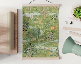 William Morris Owl & Willow Tapestry: Art Nouveau Textile Wall Art