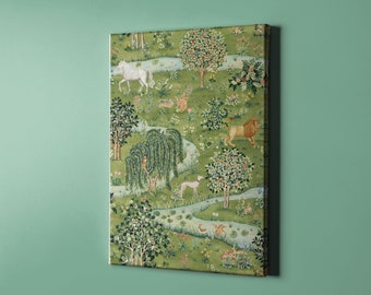 Hibou et saule William Morris, affiche de l'exposition, oeuvre d'art mural textile, Art nouveau, grande oeuvre d'art murale, paon, cheval, lion, chien, arbre