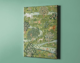William Morris Owl & Willow Canvas Print: Art Nouveau Textile Wall Art