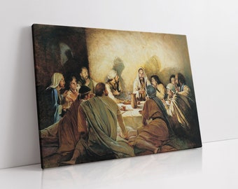 Jesus Christus Abendmahl Gemälde - Cristian Art - Bibel Kunstdruck - Großes Leinwanddekor