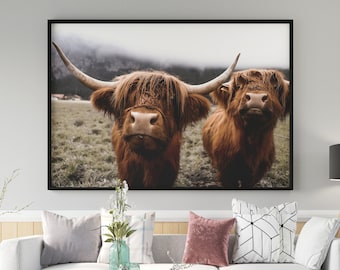 Custom Highland Cow Canvas Print: Farmhouse Wall Art