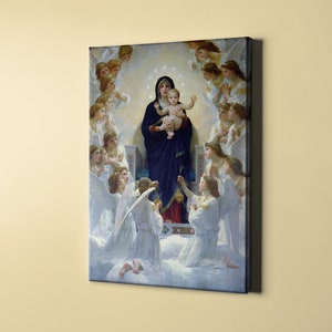 Virgin Mary by William Adolphe Bouguereau Virgin With Angels Painting Canvas Wall Art image 2