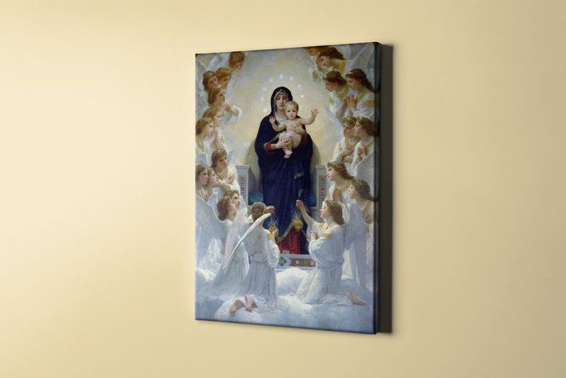 Virgin Mary by William Adolphe Bouguereau Virgin With Angels Painting Canvas Wall Art image 2