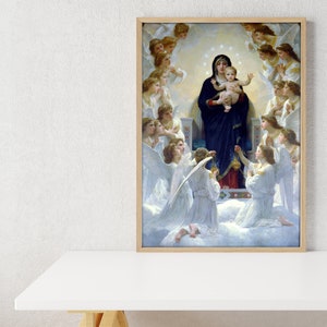 Virgin Mary by William Adolphe Bouguereau Virgin With Angels Painting Canvas Wall Art image 3