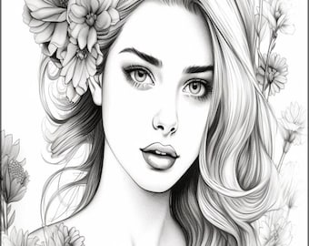 Coloring Pages,  pretty girls, queen, princess, dogs, pets, cats, digital, printing, black and white, art, drawing, colorful, printable,