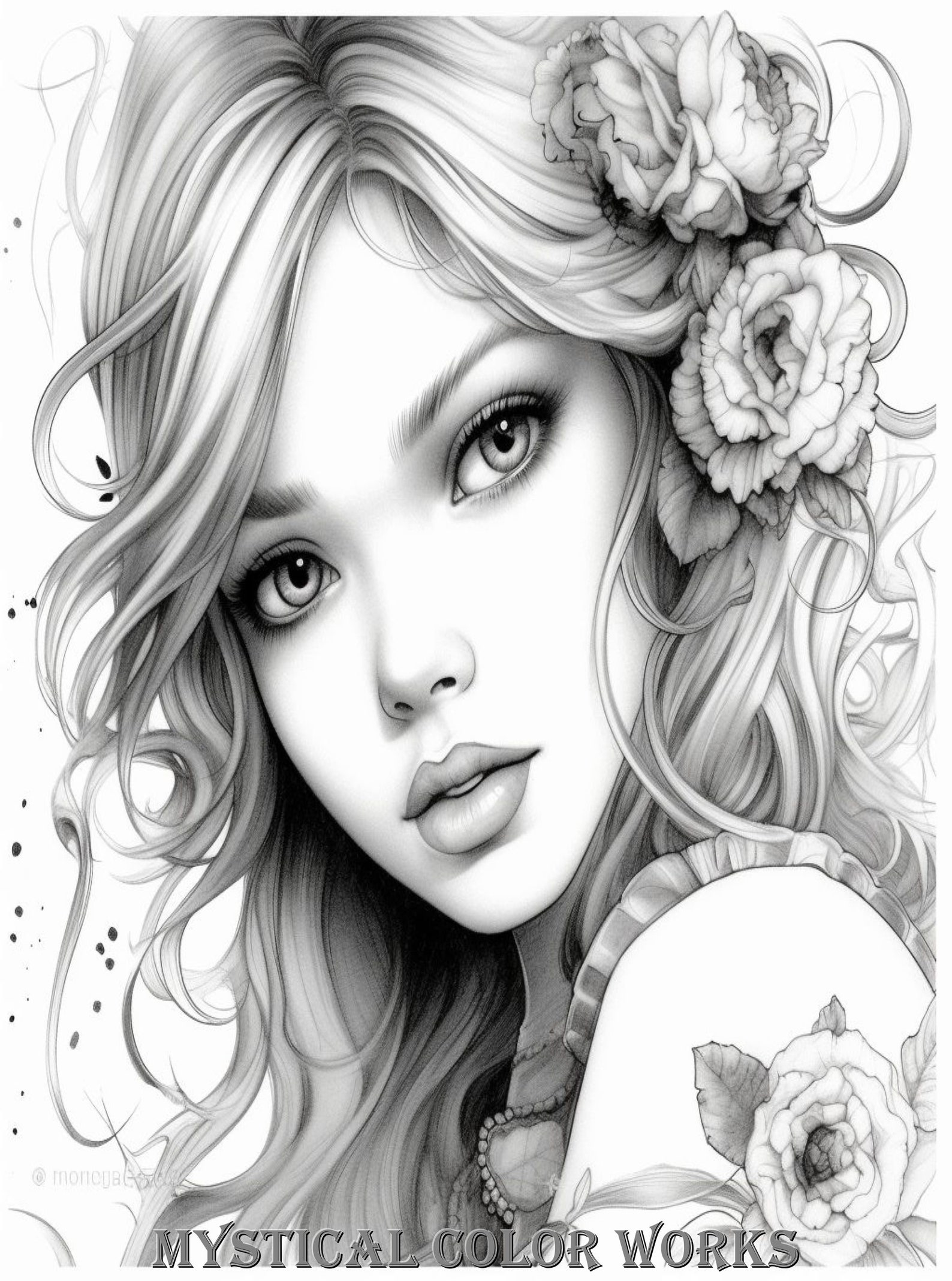 Coloring Pages, Pretty Girls, Queen, Princess, Dogs, Pets, Cats, Digital, Printing, Black and ...