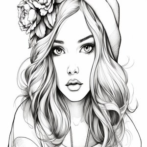 Coloring Pages,  pretty girls, queen, princess, dogs, pets, cats, digital, printing, black and white, art, drawing, colorful, printable,