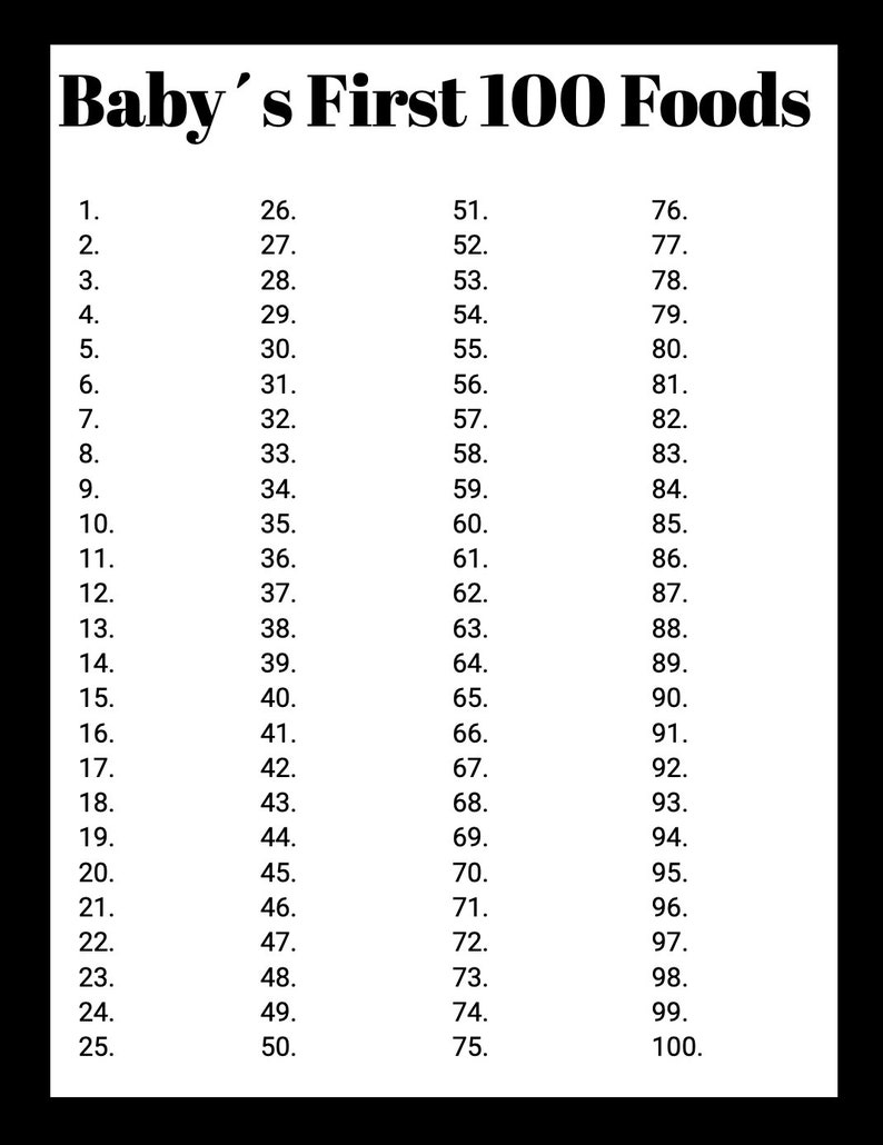 100 First Foods List 100 First Foods List
