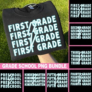 Neon Lightning Bolt Back To School Png Bundle, Custom Name Dripping Png, Kindergarten Pre-K 1st 2d 3d 4th 5th Grade Png,Ice Cream School Png
