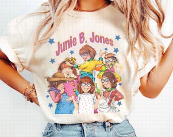 Retro Junie B. Jones Png, Teacher Library Book Club Kindergarten School Png, Junie B Teacher Png, Children's Character Affirmations