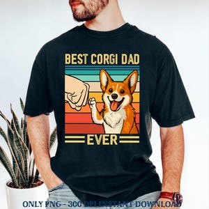 World&#39;s Best Farter I Mean Father PNG, Funny Father&#39;s Day Dad Shirt Corgi Dad, Vintage Dad Humor PNG, Retro Father&#39;s Day Gift, Dog Dad PNG