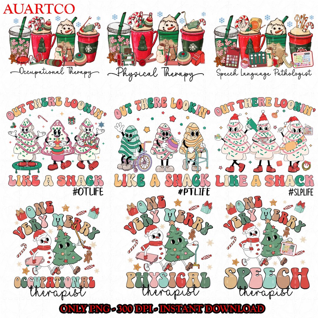 SLP PT OT Christmas Png Bundle, Speech Language Pathologist Christmas ...