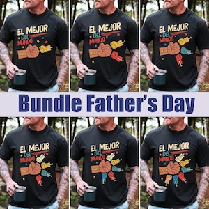 Personalized Toddler Kid El Mejor Papa Del Mundo Fist Bump Bundle Png, Vintage Spanish Papá Png, Custom Father's Day Png, Latina Dad Gift