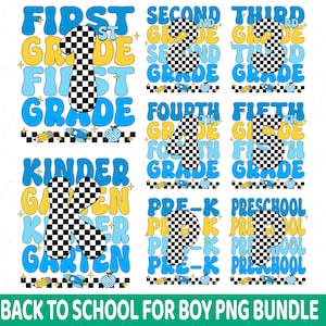 50+Retro Back to School Boys PNG Bundle, Kindergarten Kid Design, First Day Shirt PNG, Pre-K to Fourth Grade Png,School Boy Sublimation File