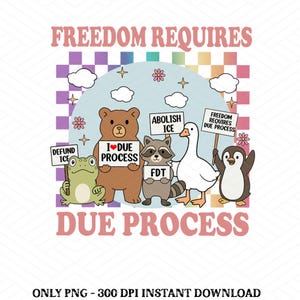 Freedom Requires Due Process Abolish Ice Goose Bear Raccoon Anti Trump Png, Human Rights Activist Png, Immigration Human Rights