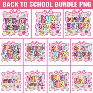 13+ Retro School Occupation PNG Bundle, Back to School Teacher Sped Para Counselor, Preppy First Day of School Checkered Girly Png, Drawn
