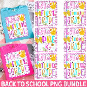 Back to School Bundle PNG, Preppy Teacher First Day of School Shirt Design, Girly Coquette Sublimation, Pink Bow Pre-k 1st/2nd/3rd/4th Grade