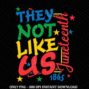 They Not Like Us png, Juneteenth Black History Month, Black Lives Matter-shirtontwerp, 1865 Afro-Amerika png, Juneteenth-kaartsublimatie