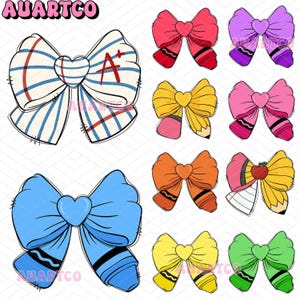 Pencil Bow PNG, Teacher Pencil Coquette Bow PNG, Coquette Pencil Bow Png Bundle, Coquette Teacher Shirt, Back To School, Teacher Gift, PNG