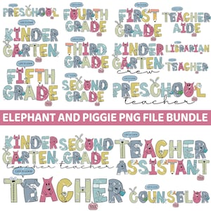 50+Bundle Elephant And Piggie Png, Back To School Png, First Day Of School Png, Elephant Png, Piggie Png, Teacher, Friends Elephant Pigeon
