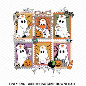 Nurse Halloween Coquette Png, Cute Spooky Nurse Shirt Design, Funny Ghost Nurse Png, Preppy Halloween Nurse Png, ER Nurse Sublimation