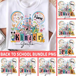 Custom Mickey And Friends Back To School PNG, First Day Of School, Kindergarten Teacher, Kindergarten First Grade Second Grade Third Grade