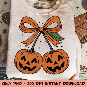 Pumpkin Cherries Png, Autumn Girly Png, Halloween Pumpkin Png, Fall Pumpkin Png, Pumpkin Cheeries Coquette Png, Retro Fall Png, Pumpkin Bow