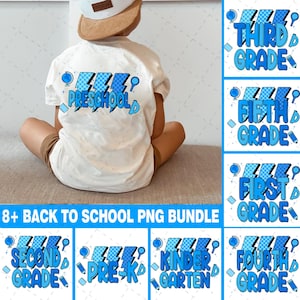 8+ Retro Back to School Boys PNG Bundle, Kindergarten Kid Design, First Day Shirt PNG, Pre-K to Fourth Grade Png,School Boy Sublimation File