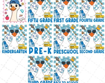 50+ Goose Boy Png Back to School For Boys Bundle, Kindergarten Dude, Pre K PNG, First Day Of School, Retro PNG, First/ Second/ Third Grade