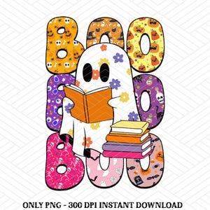 Book Lover Halloween PNG, Cute Ghost Book Nerd, Ghost Halloween PNG, Ghost PNG, Teacher Png, Librarian Sublimation, Spooky Season Png