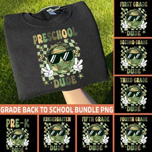 8+ Retro Back to School Boys PNG Bundle, Camo Kindergarten Kid Design, First Day PNG, Pre-K to Third Grade Png, School Boy Sublimation File