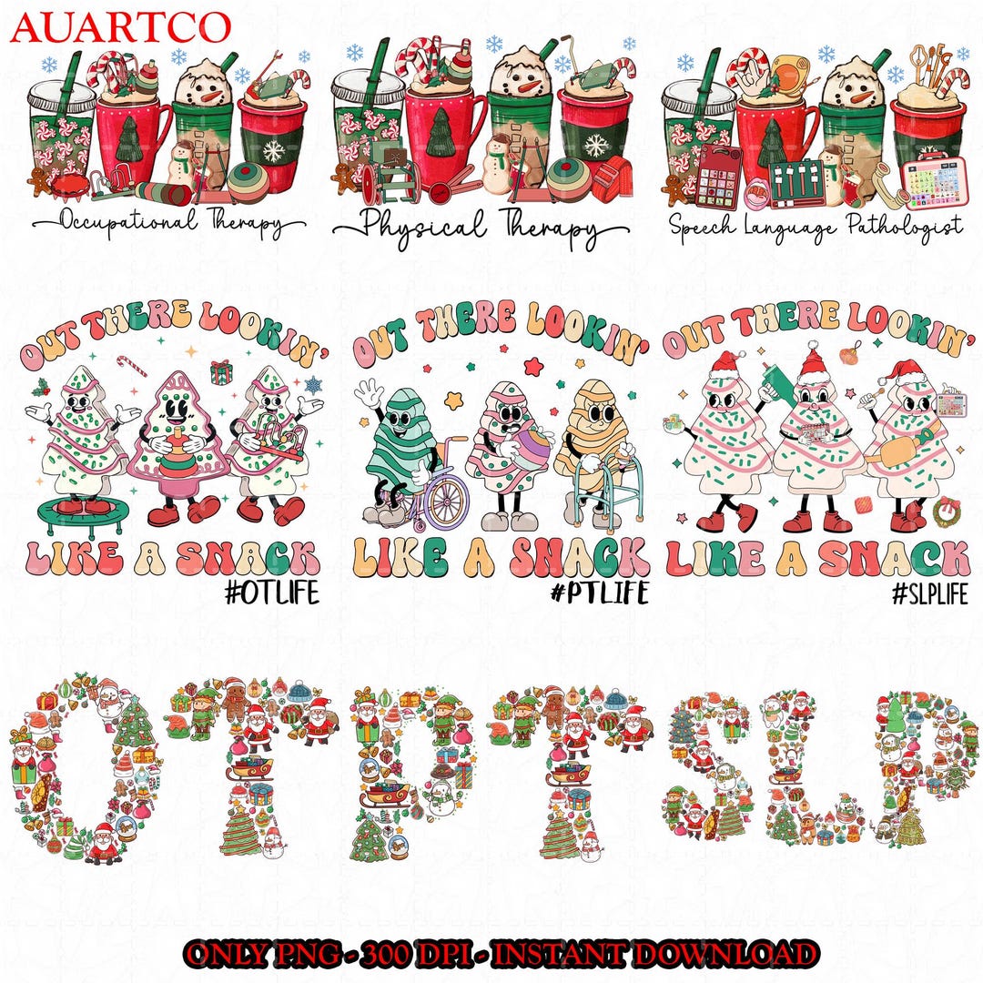 SLP PT OT Christmas Png Bundle, Speech Language Pathologist Christmas ...