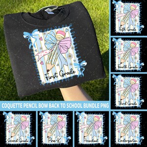 8+ Preppy Back To School PNG Bundle Coquette Pencil bow Grades Kindergarten Pre-K 1st 2d 3d 4th 5th 6th 7th 8th Doodle Hand Drawn Teacher