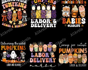 Caring for Cutest Pumpkins Halloween Mother Baby Nurse Png, Labor and ...