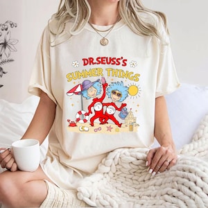 Dr Seuss Summer Things PNG, Thing 1 i Thing 2 PNG, Zabawne wakacje na plaży do pobrania w wersji cyfrowej, Projekt sublimacji inspirowany Seussem