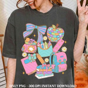 Preppy Teacher PNG Back to School Png, Retro Teacher Shirt Png, Preppy Coquette Teacher Png, Teacher Life png Back to school teacher kid png